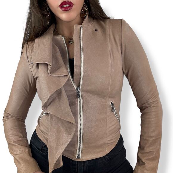 DIANE VON FURSTENBERG tan lamb leather jacket - Picture 4 of 16